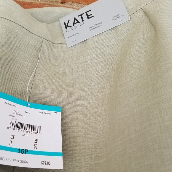 Kasper Kate Pants Classic Fit 16P Sage New Petite Pants Slacks Trousers - Picture 2 of 9